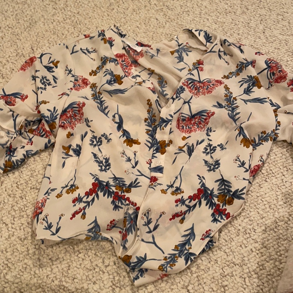 Satin button/tie up shirt